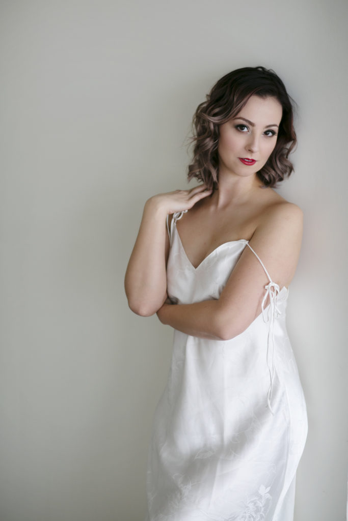 White silk nightgown for boudoir